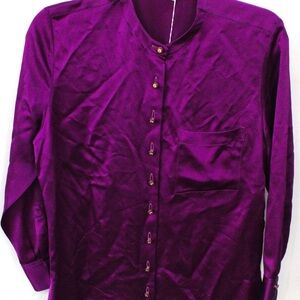 Chanel purple satin blouse with Certificate of Authenticity